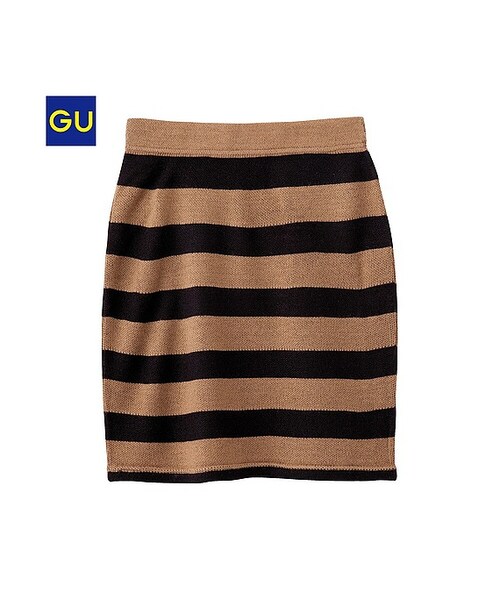 GU(ジーユー)の「(GU)ニットタイトスカート(ボーダー)(WOMEN ⁄ スカート・レディース・BLACK/BEIGE・L/M/S)」の2枚目の写真