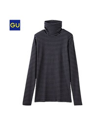 GU | （GU）ボーダータートルネックＴ（長袖）(トップス)