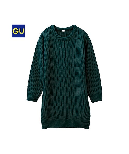 GU(ジーユー)の「(GU)ハニカムニットワンピース(長袖)(WOMEN ⁄ ニット・レディース・GRAY/BLUE/BLACK/DARK GREEN/OFF WHITE/WINE・S/M/L/XL)」の4枚目の写真