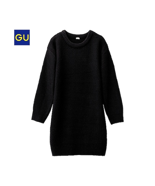 GU(ジーユー)の「(GU)ハニカムニットワンピース(長袖)(WOMEN ⁄ ニット・レディース・GRAY/BLUE/BLACK/DARK GREEN/OFF WHITE/WINE・S/M/L/XL)」の3枚目の写真
