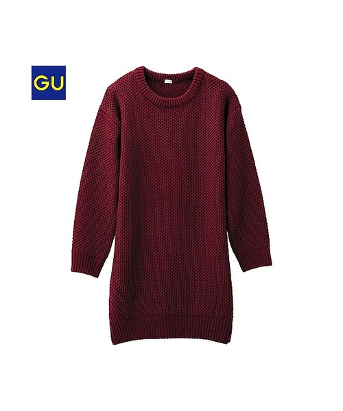 GU(ジーユー)の「(GU)ハニカムニットワンピース(長袖)(WOMEN ⁄ ニット・レディース・GRAY/BLUE/BLACK/DARK GREEN/OFF WHITE/WINE・S/M/L/XL)」の6枚目の写真