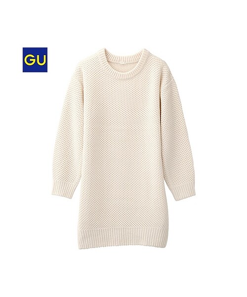 GU(ジーユー)の「(GU)ハニカムニットワンピース(長袖)(WOMEN ⁄ ニット・レディース・GRAY/BLUE/BLACK/DARK GREEN/OFF WHITE/WINE・S/M/L/XL)」の2枚目の写真