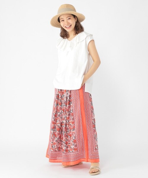 studio CLIP（スタディオクリップ）の「インド柄スカート（スカート・オレンジ/ベージュ/ライトグリーン/ブルー/ライトブルー/サックス・F）」の19枚目の写真