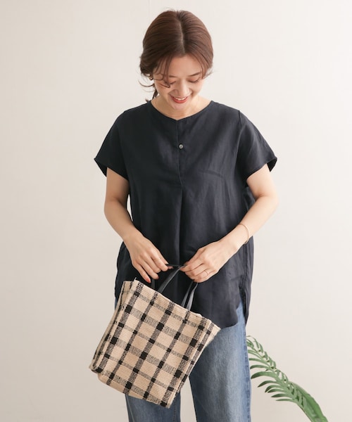 新品☆アーバンリサーチドアーズ　リネンフレンチノーカラープルオーバー URBAN RESEARCH DOORS（アーバンリサーチドアーズ）の「リネンフレンチ