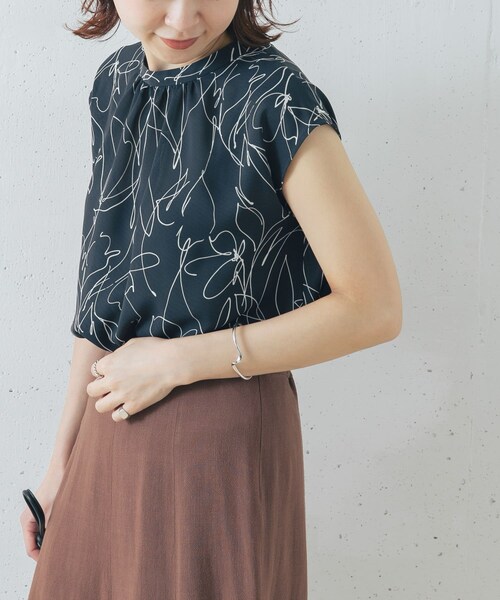 URBAN RESEARCH ROSSO - アーバンリサーチ ロッソ　ラインアートプリントフレンチブラウス URBAN RESEARCH ROSSO WOMEN（アーバンリサーチ ロッソ）の