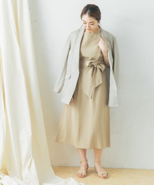 【一部WEB限定カラー】ウエストマークリネンワンピース