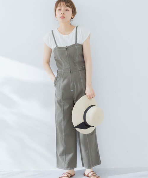 配色ステッチサロペット