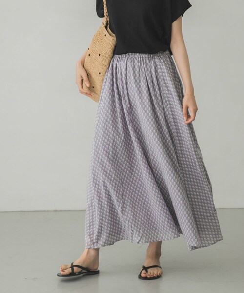 かぐれ（カグレ）の「小紋柄プリントスカート（その他・レディース・MINT/GRAY・FREE）」の2枚目の写真