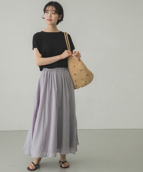 かぐれ（カグレ）の「小紋柄プリントスカート（その他・レディース・MINT/GRAY・FREE）」の8枚目の写真