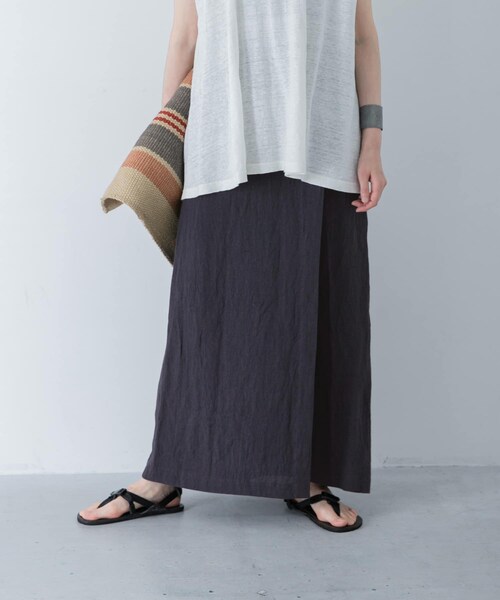 リネン巻きスカート