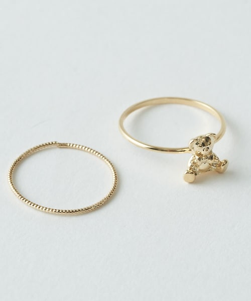 3coins スリーコインズ 3coins の クマモチーフメタルリング2個セット リング Wear
