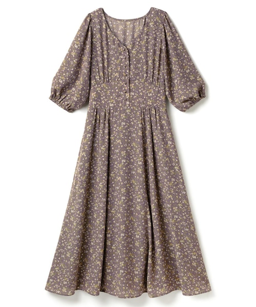 花柄 Vネック ワンピース　グリーン　フローラルプリント GRL（グレイル）の「花柄Vネックワンピース（ワンピース）」 - WEAR