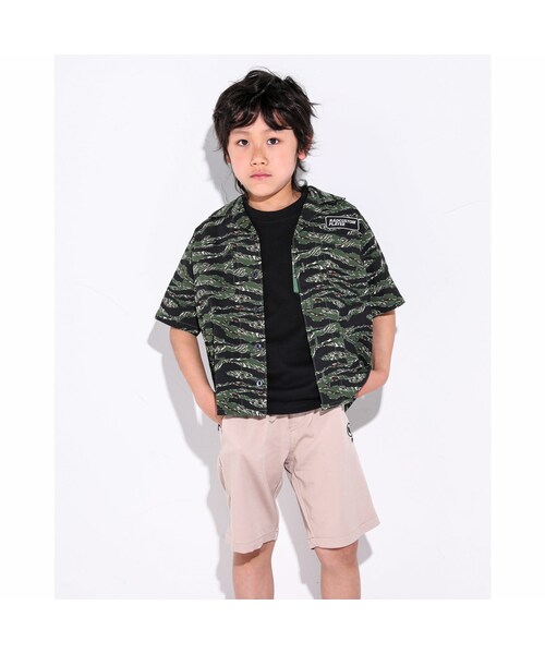 RAD CUSTOM（ラッドカスタム）の「サファリシャツ 無地 ＆ 迷彩(120~160cm)（シャツ/ブラウス・キッズ・ベージュ/グリーン・140/120）」の2枚目の写真