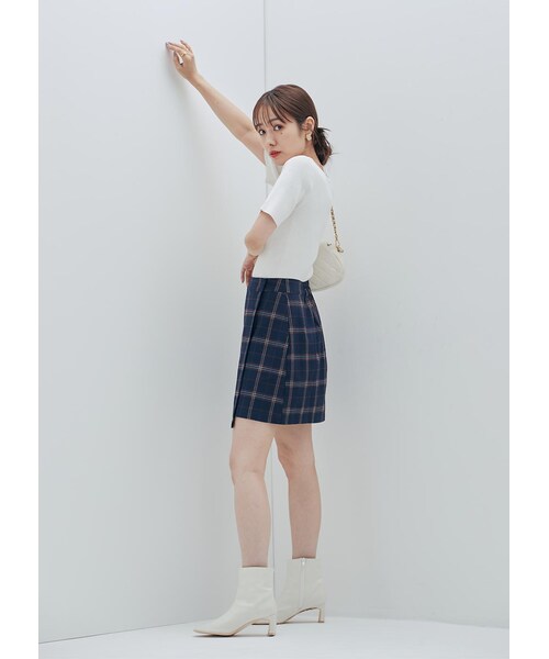 N WITH.（エヌウィズ）の「チェック柄ラップスカート7月中旬（スカート