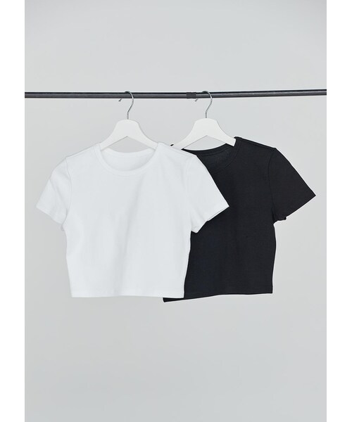 N WITH.（エヌウィズ）の「ショート丈Tシャツ7月下旬（Tシャツ/カットソー・レディース・ホワイト/ブラック・FREE）」の3枚目の写真