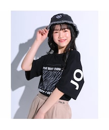 ZIDDY | 【ニコ☆プチ掲載】ゼブラパッチ バッグロゴ ルーズ Tシャツ(130~160cm)(Tシャツ/カットソー)