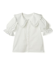 GANNI フリル ビッグカラー チェック ブラウス シャツ パフスリーブ GANNI フリル ビッグカラー チェック ブラウス シャツ