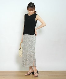 Crisp yours | サマーニットタンク×フラワースカートSET[c1k2865b&c2k2816b set](ワンピース)