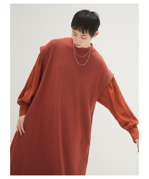 Green　Parks（グリーンパークス）の「armonia・ボリューム袖リラックスワンピース（ワンピース/ドレス・ブラック/テラコッタ/マスタード・F）」の9枚目の写真