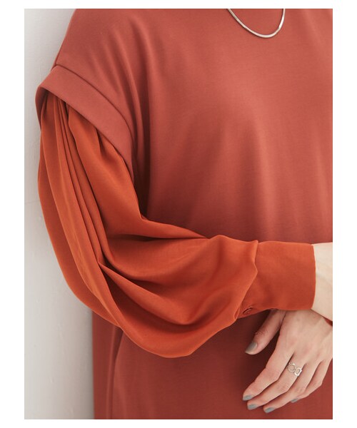 Green　Parks（グリーンパークス）の「armonia・ボリューム袖リラックスワンピース（ワンピース/ドレス・ブラック/テラコッタ/マスタード・F）」の13枚目の写真