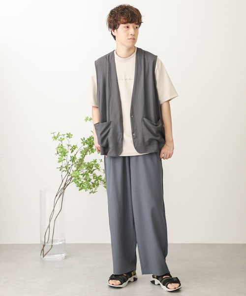 SENSE OF PLACE by URBAN RESEARCH(センスオブプレイスバイアーバンリサーチ)の「リネンライクタックワイドパンツ(その他・メンズ・BLUE/BROWN/CHARCOAL/IVORY・S/M/L)」の8枚目の写真