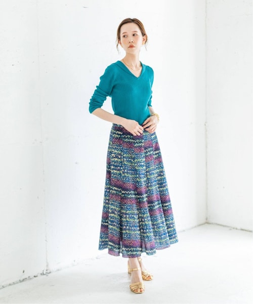【新品未使用】IENA LA BOUCLEリングプリントパネルスカート IENA（イエナ）の「IENA LA BOUCLE モザイクプリント パネル