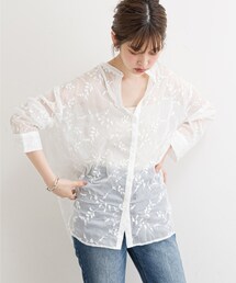 natural couture | 【WEB限定】フラワー刺繍シアーシャツ(シャツ/ブラウス)