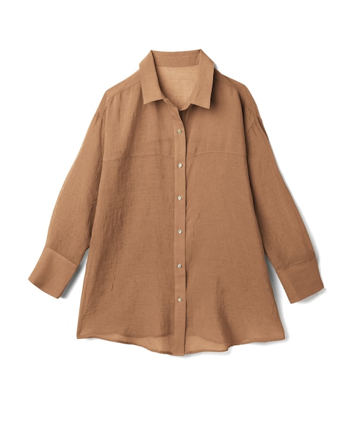 GRL（グレイル）の「しわ加工シアーシャツ（シャツ/ブラウス・レディース・ベージュ/モカ/ブルー/オフホワイト・F）」の3枚目の写真