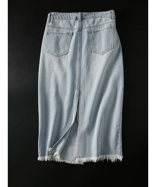 Cozyyoung（コージーヤング）の「フアッションフリンジ付けデニムタイトスカート（スカート・レディース・ブルー・S）」の5枚目の写真