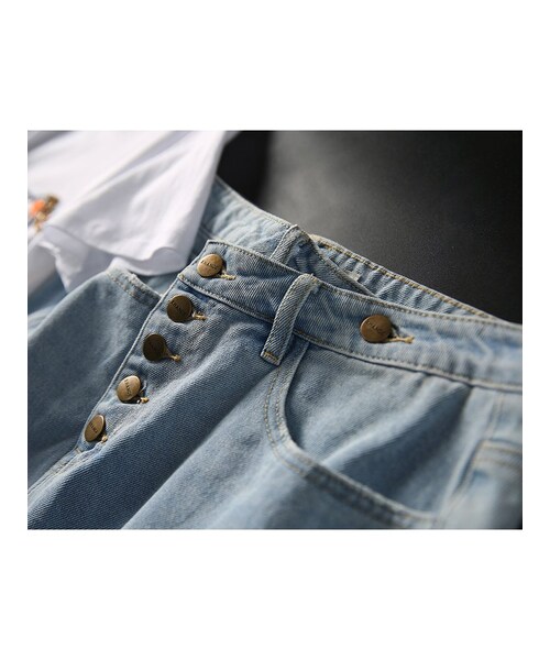 Cozyyoung（コージーヤング）の「フアッションフリンジ付けデニムタイトスカート（スカート・レディース・ブルー・S）」の7枚目の写真