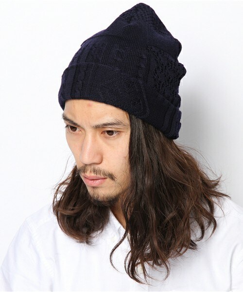 ANREALAGE(アンリアレイジ)の「ANREALAGE×MIDWEST 別注ランダム編みニットキャップ(ニットキャップ/ビーニー・メンズ・ブラック/ネイビー・FREE)」の2枚目の写真
