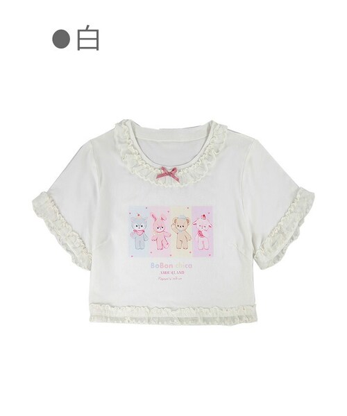 Bobon21(ボボンニジュウイチ)の「Sweetie Belle萌えキャラフリルTシャツ-全3色-(Tシャツ/カットソー・レディース・ブルー/ホワイト/ピンク・S/M/L)」の2枚目の写真