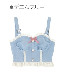 Bobon21 | 甘ガーリーコットンレースデニムビスチェ-全１色-(キャミソール)