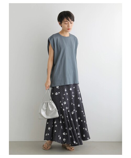 AMERICAN HOLIC（アメリカンホリック）の「切り替えフレアロングスカート（スカート・チャコールグレー/サックスブルー/ドット・M/L）」の7枚目の写真