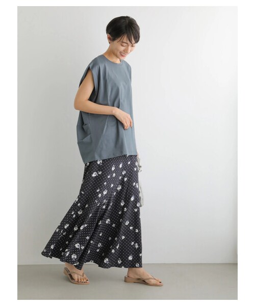 AMERICAN HOLIC（アメリカンホリック）の「切り替えフレアロングスカート（スカート・チャコールグレー/サックスブルー/ドット・M/L）」の8枚目の写真