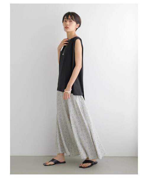 AMERICAN HOLIC（アメリカンホリック）の「切り替えフレアロングスカート（スカート・チャコールグレー/サックスブルー/ドット・M/L）」の12枚目の写真