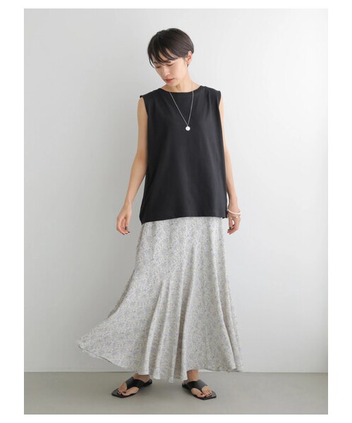 AMERICAN HOLIC（アメリカンホリック）の「切り替えフレアロングスカート（スカート・チャコールグレー/サックスブルー/ドット・M/L）」の13枚目の写真