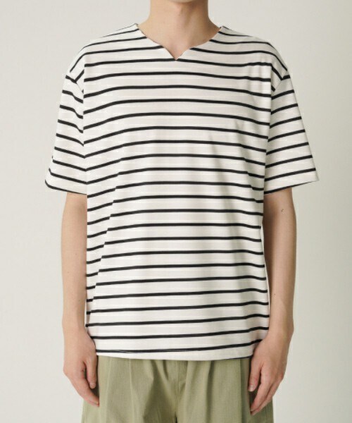 D'MENS by DHOLIC(ディーメンズ)の「シームレスボーダーTシャツ(Tシャツ/カットソー・メンズ・ホワイト/ブラック/ブルー・ONESIZE)」の1枚目の写真