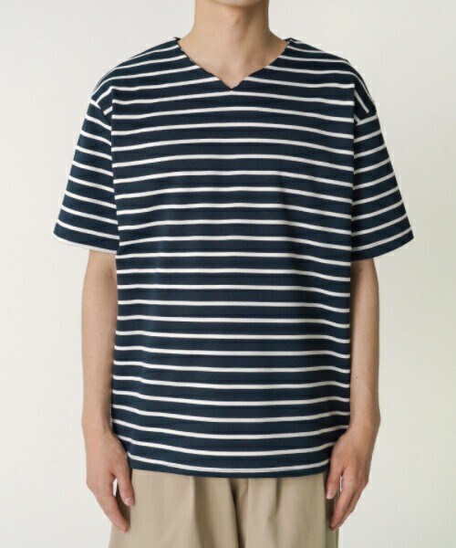 D'MENS by DHOLIC(ディーメンズ)の「シームレスボーダーTシャツ(Tシャツ/カットソー・メンズ・ホワイト/ブラック/ブルー・ONESIZE)」の3枚目の写真