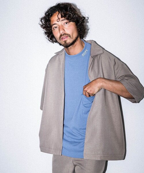 OOPS（ウップス）の「OOPS ポリコットスムースモックネックTシャツ（その他・メンズ・オフ/サックス/ブラック・M/L）」の5枚目の写真