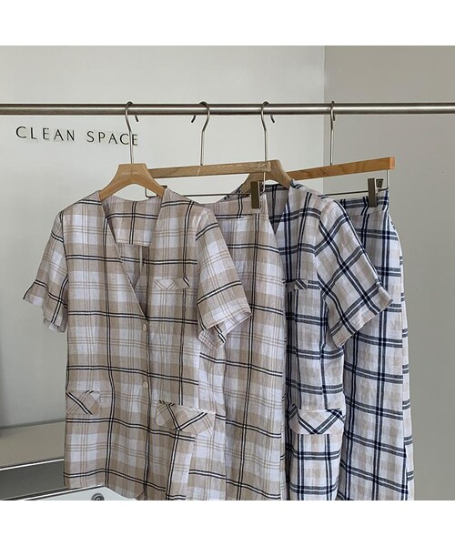 Cozyyoung（コージーヤング）の「サマーチェック柄スーツシャツトップAラインスカートセット（スカート・レディース・その他・S）」の5枚目の写真