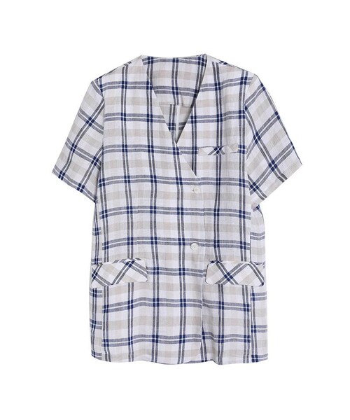 Cozyyoung（コージーヤング）の「サマーチェック柄スーツシャツトップAラインスカートセット（スカート・レディース・その他・S）」の6枚目の写真