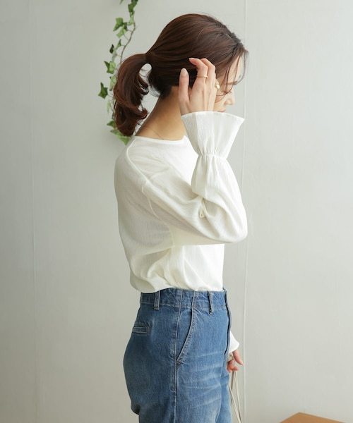 URBAN RESEARCH DOORS（アーバンリサーチドアーズ）の「TCクレープフレアスリーブ（その他・レディース・S.PINK/OFF WHITE/CHARCOAL・one）」の14枚目の写真