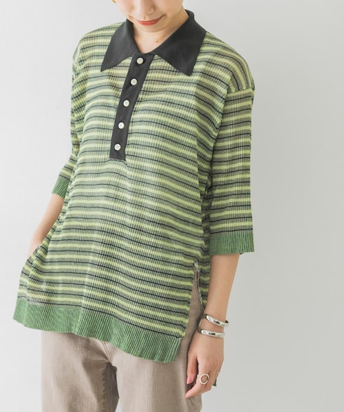 EARIH PLEATS KNIT POLO