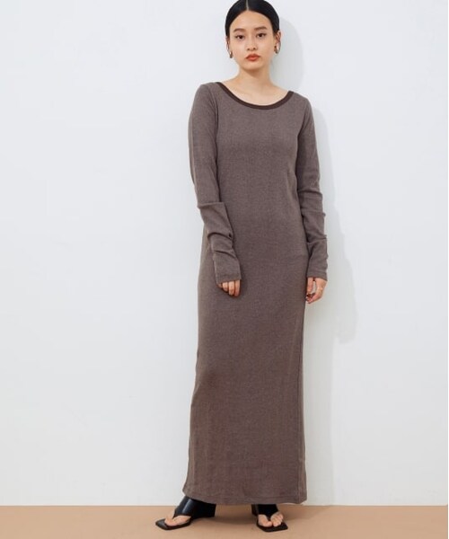 ADAM ET ROPE'(アダムエロペ)の「【Miller for ADAM ET ROPE'】別注LONG SLEEVE OP(ワンピース/ドレス・レディース・ダークブラウン系/グリーン系・F)」の1枚目の写真