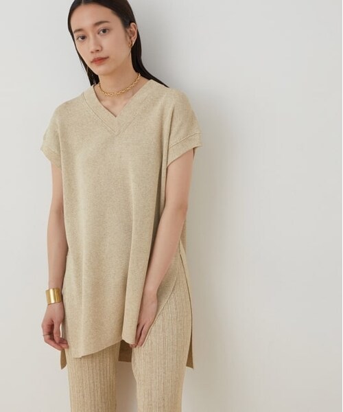ADAM ET ROPE'（アダムエロペ）の「【セットアップ対応】ストローヤーンニットプルオーバー（トップス・レディース・ブラック/ベージュ系・F）」の2枚目の写真