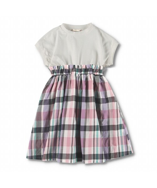 BRANSHES（ブランシェス）の「【プチプラ】ドッキングワンピース（ワンピース・キッズ・オフホワイト/ライトグレー・90cm～150cm）」の2枚目の写真