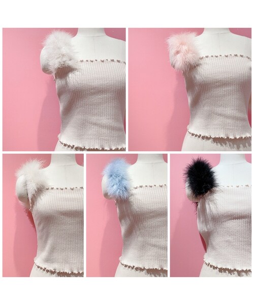 lilLilly(リルリリー)の「【ORDERMADE】フェザーキャミトップス(トップス・レディース・ベースWHITE/ベースBEIGE/ベースPINK/ベースPURPLE/ベースBLACK)」の4枚目の写真