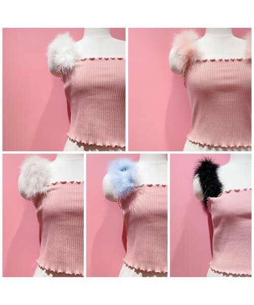 lilLilly(リルリリー)の「【ORDERMADE】フェザーキャミトップス(トップス・レディース・ベースWHITE/ベースBEIGE/ベースPINK/ベースPURPLE/ベースBLACK)」の5枚目の写真