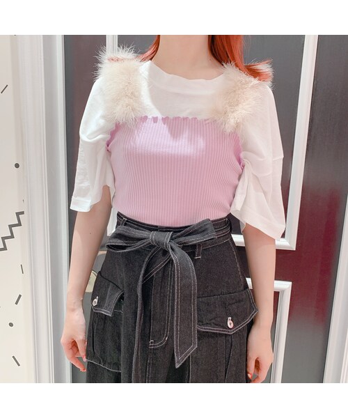 lilLilly(リルリリー)の「【ORDERMADE】フェザーキャミトップス(トップス・レディース・ベースWHITE/ベースBEIGE/ベースPINK/ベースPURPLE/ベースBLACK)」の11枚目の写真